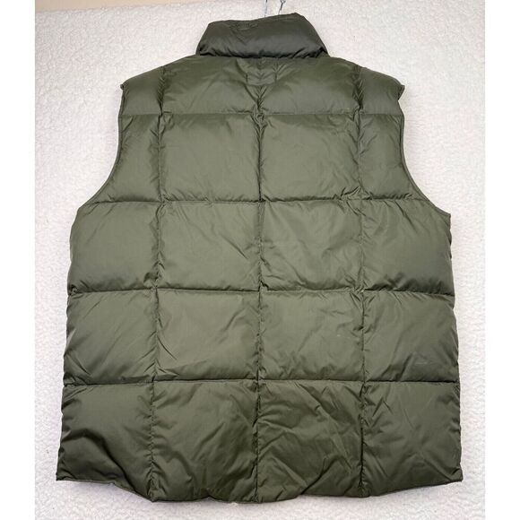 LANDS' END Goose Down Puffer Snap-Up Vest Men Deep Juniper Green Lightweight L - Picture 2 of 7
